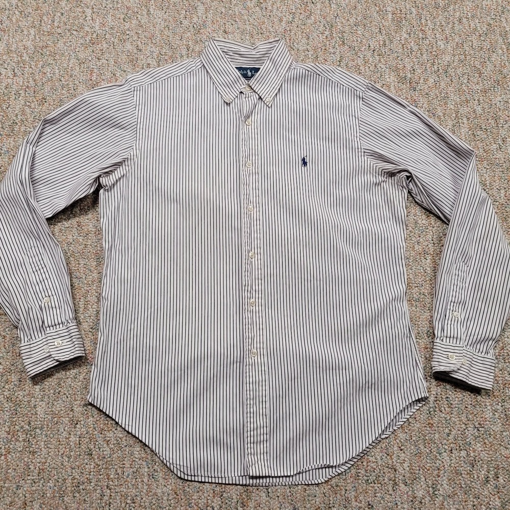 Ralph Lauren Shirt Mens 15.5 Multi Striped Button Down Long Sleeve Classic Fit‎